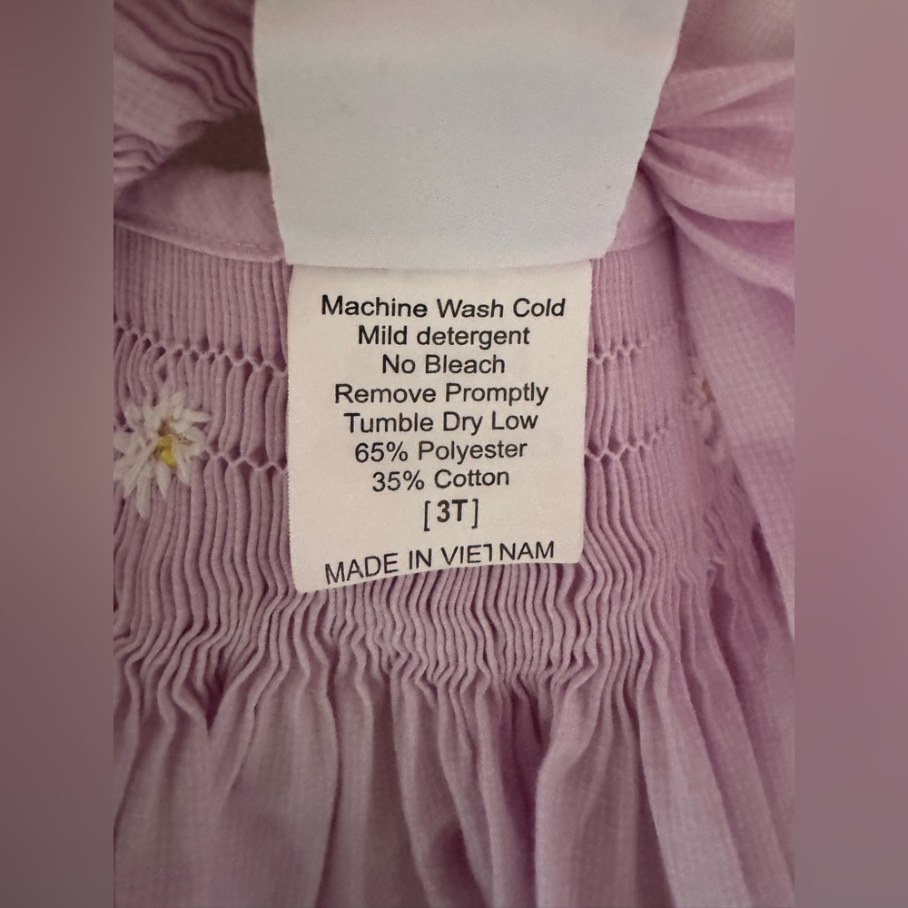 Stitchy Fish Smocked Micro Gingham Tunic 3T Daisy Embroidered Preppy Spring NWOT - Picture 4 of 6